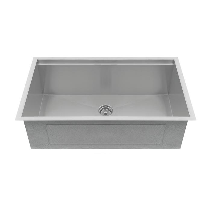 KBFMORE™ 32" Stainless Steel Single Bowl Undermount Workstation Kitchen Sink with Strainer, Bottom Grid, Rolling Grid, Colander, and Cutting Board