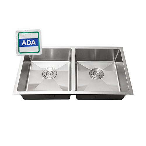 KBFMORE™ 31" ADA Stainless Steel Double Bowl 1/4" Radius Kitchen Sink