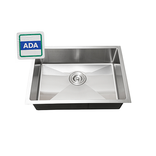 KBFMORE™ 23" ADA Stainless Steel Single Bowl 1/4" Radius Kitchen Sink