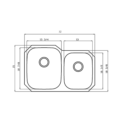 KBFMORE™ 32" Stainless Steel Double Bowl (60/40) Classic Kitchen Sink