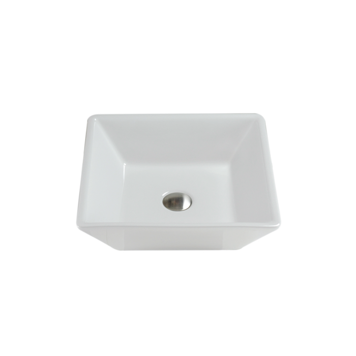 KBFMORE™ 16" Square Porcelain Vessel Bathroom Sink