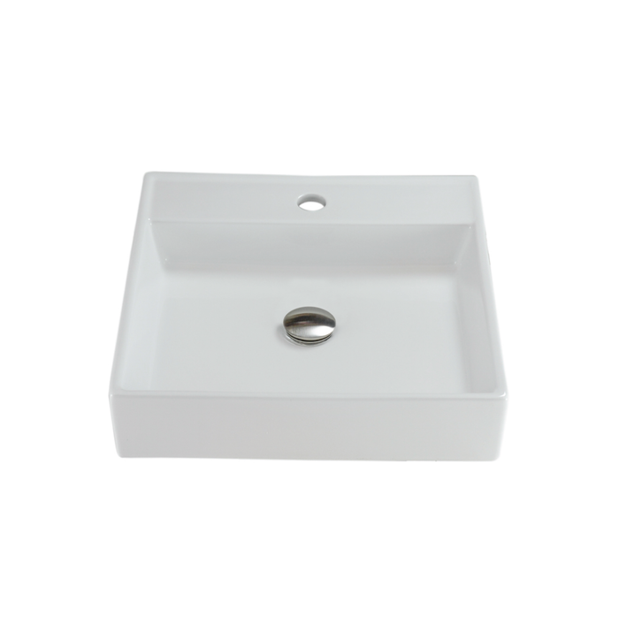 KBFMORE™ 17.5" Square Porcelain Vessel Bathroom Sink