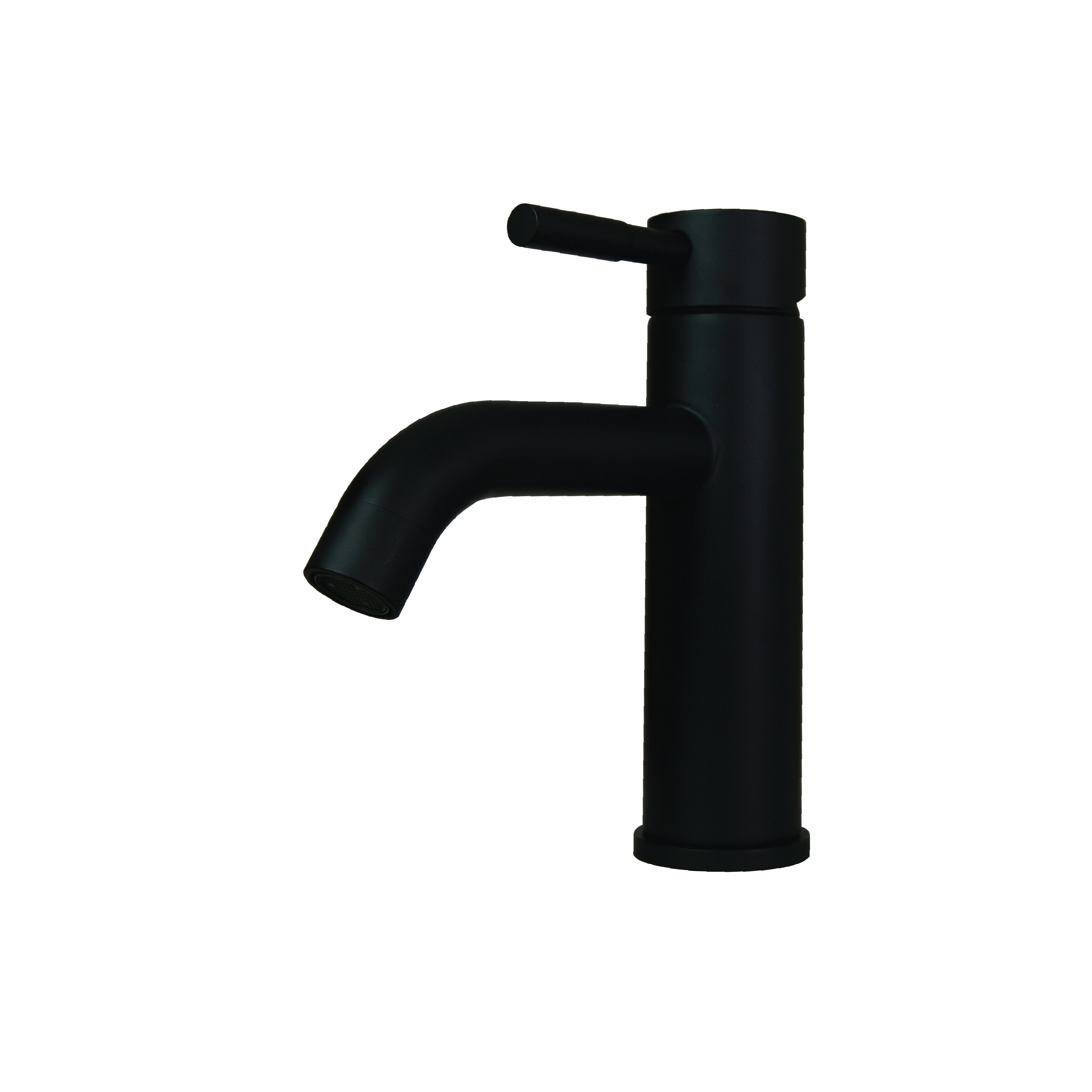 Matte Black Circular Single Handle Bathroom Faucet
